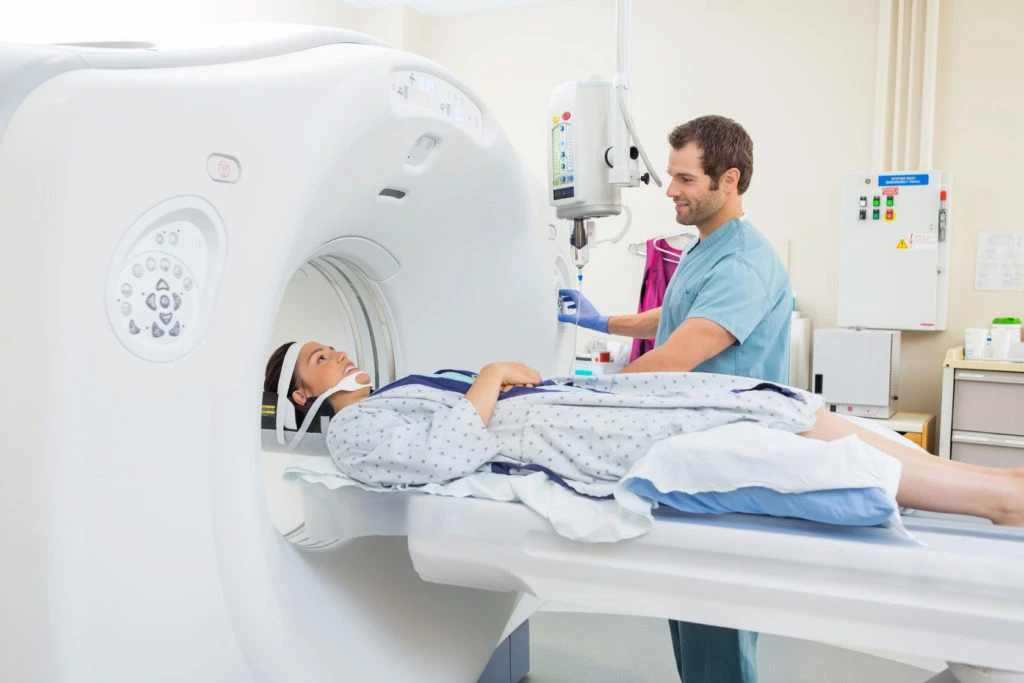 a patient undergoing ct scan